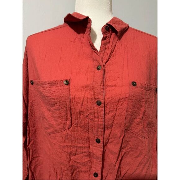 Free People oversized button down long sleeve top S - Picture 2 of 5